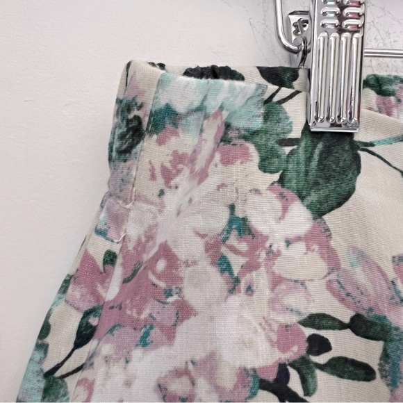 J.Jill Linen Stretch Fresh Spring Floral Cropped 3 Button Ankle Side Zip Pant M - Picture 8 of 14
